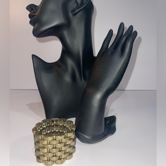 Brass Tone Metal Stretch Bracelet - Picture 3 of 5